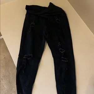 Pink blush black maternity pants